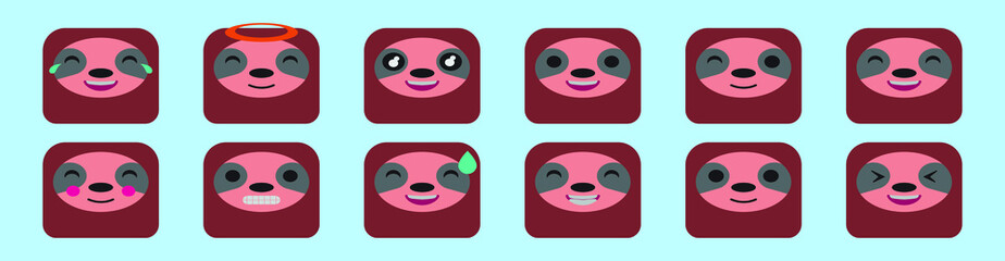 set of sloth animals cartoon icon design template with various models. vector illustration isolated on blue background