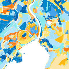 Art map of Gmunden, Austria in Blue Orange