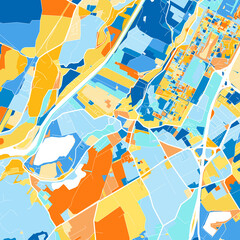 Art map of Wals-Siezenheim, Austria in Blue Orange