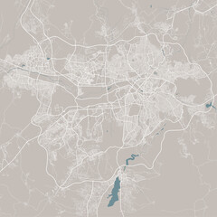 Detailed map of Ankara city, linear print map. Cityscape panorama.