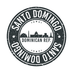 Santo Domingo, Dominican Republic Skyline Stamp. Round Postmark Icon City Design. Seal Vector Landmark Travel Badge.