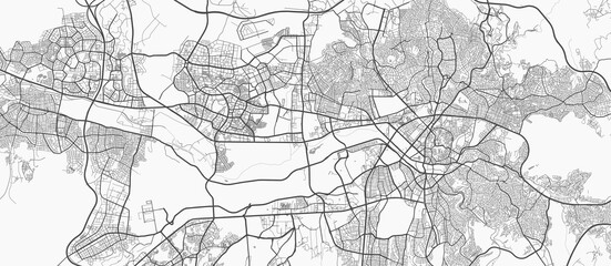 Urban city map of Ankara. Vector poster. Grayscale street map.