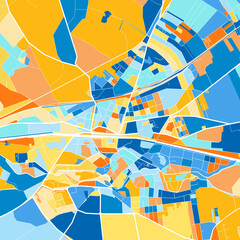 Art map of Neunkirchen, Austria in Blue Orange