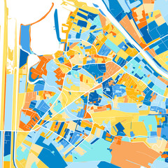 Art map of Hard, Austria in Blue Orange