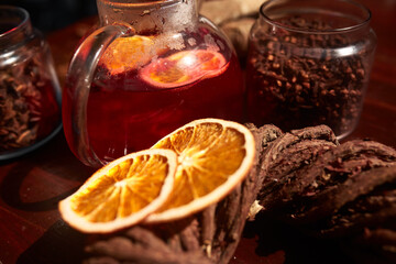 pot of tea wit cake and coffee
