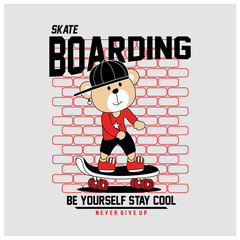 Skaterboarding vector illustration with cool slogans. For t-shirt prints and other uses. - Vector