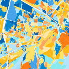 Art map of Rankweil, Austria in Blue Orange