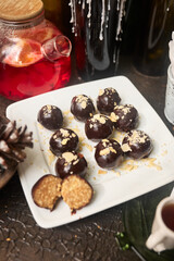 pot of tea wit cake and coffee