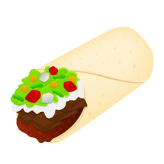 Burrito Emoji Vector Design. Mexican Food Art Illustration. Mexico Restaurant Traditional Product Clipart.