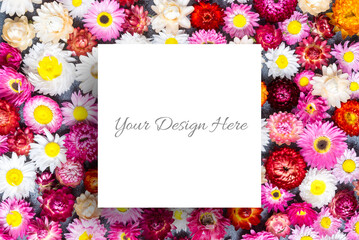 White sheet on Abstract flower background, mockup