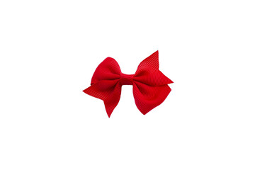Red hair bow isolated on white.
