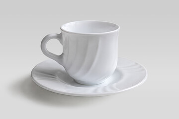 White porcelain coffee cup and saucer