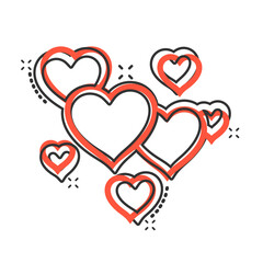 Heart icon in comic style. Love cartoon vector illustration on white isolated background. Romantic splash effect business concept.