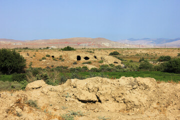 Old caves near the city of Sumgait. Azerbaijan.