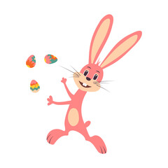 Fototapeta premium Cute Easter bunny. Vector illustration on white isolated background