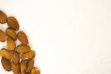 almonds on white isolated background