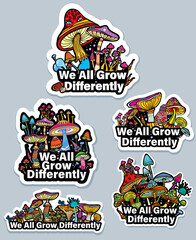 Fototapeta premium Set of stickers with mushrooms