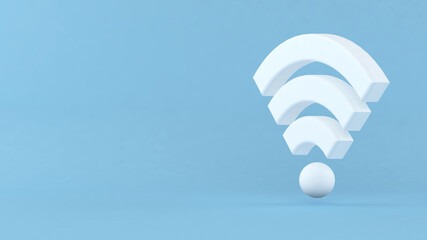 Fototapeta premium 3D Illustration. White WiFi wireless network symbol on isolated background. Network and internet concept.
