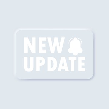 Banner new update icon. Update button. New Update with Bell. Web Banner Element. Neumorphic UI UX white user interface web buttons.