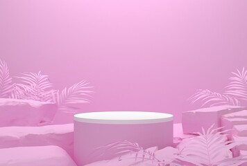 Abstract minimal scene rock sahpe,pastel color design for cosmetic or product display podium 3d render.
