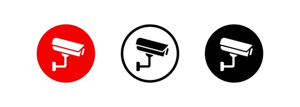 Set of security or surveillance camera icons. Security camera icon. surveillance camera symbol. Vector EPS 10. Isolated on white background