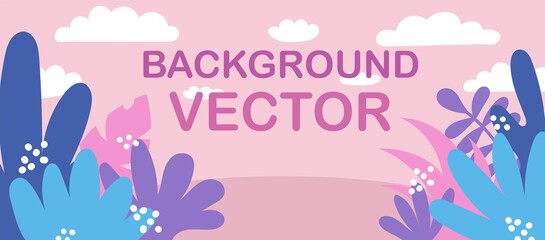 Vector background illustration with leaves and plants