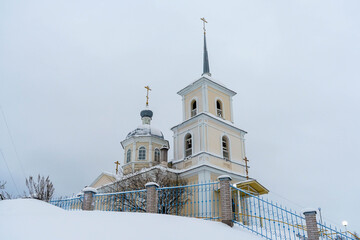 
Small Christian temple in winter.