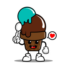 cute ice cream cartoon mascot character