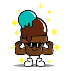 cute ice cream cartoon mascot character