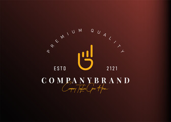 Index finger logo design inspiration. Vector illustration of abstract lines resembling index finger. Modern vintage icon design template with line art style.