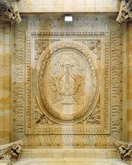 Allegorical relief of the music on the ceiling of the gallery, Grand Theatre in Place de Comedie, Bordeaux, France

