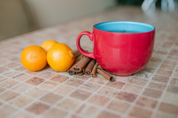 cup of tea on the table