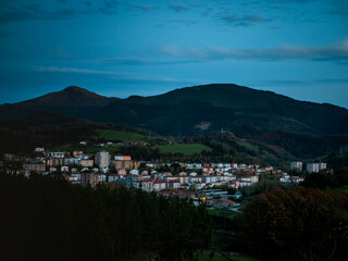 Basque Country small village during blue hour