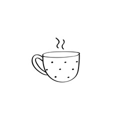 Doodle mug icon. Vector hand drawn illustration