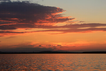 Beautiful sunset over the lake.