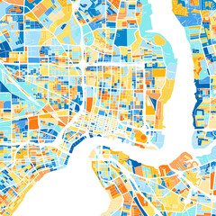 Art map of Jacksonville, UnitedStates in Blue Orange