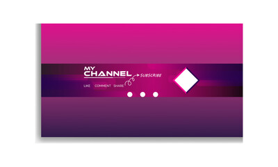 Modern Youtube End Screen Design. Creative Youtube Channel Art Design. Editable Youtube Banner.
