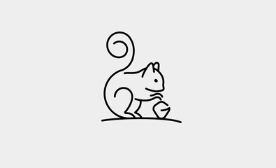Squirrel Monoline Logo vector Design Illustration