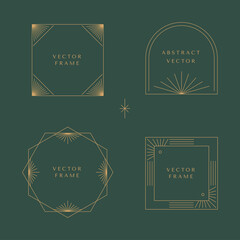 Vector set of linear frames and borders - abstract design elements for decoration or logo design templates
