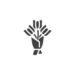 Wrapped flower bouquet vector icon. filled flat sign for mobile concept and web design. Flower bouquet glyph icon. Symbol, logo illustration. Vector graphics
