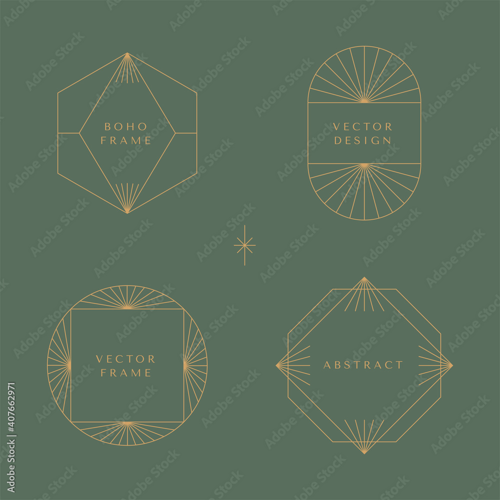 Aufkleber Vector set of linear frames and borders - abstract design elements for decoration or logo design templates
