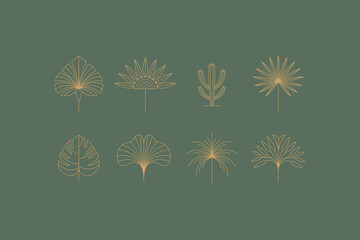 Vector set of linear boho icons and symbols - floral  design templates - abstract design elements for decoration in modern minimalist style © venimo