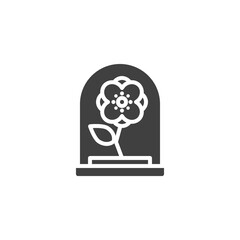 Flower under glass dome vector icon. filled flat sign for mobile concept and web design. Flower in a flask glyph icon. Symbol, logo illustration. Vector graphics