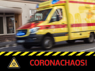 Illustration corona chaos in the ambulance.