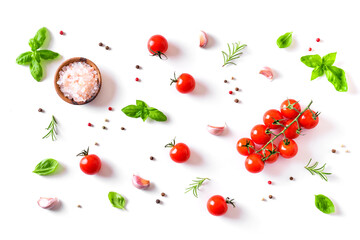 Tomatoes, basil and spices