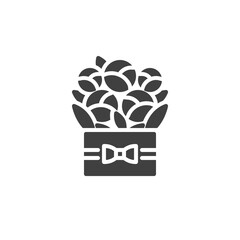 Flowers basket vector icon. filled flat sign for mobile concept and web design. Bouquet of flowers glyph icon. Symbol, logo illustration. Vector graphics