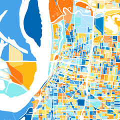 Art map of Memphis, UnitedStates in Blue Orange