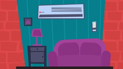 animation conditioning under the window and in the room. motion