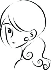 vector drawing black and white girl design