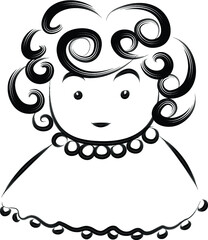 vector drawing black and white fat girl design